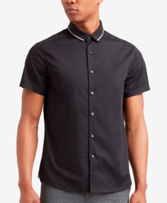 Kenneth Cole Men's Ribbed-Collar Shirt ...